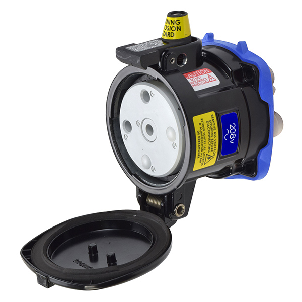 36-64232-C-K16-HAZ - DS100C RECEPTACLE METAL BLACK SIZE 4 TYPE 4X 2P+G 100A 208 VAC 60 Hz NO AUX
